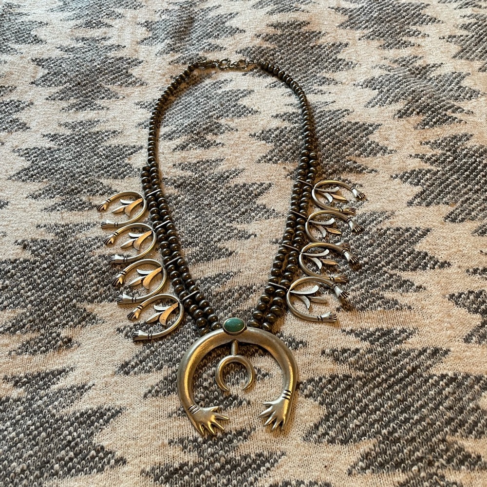 Large Squash Blossom Turquoise Necklace